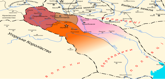 Галицьке князівство: історичні кордони на карті